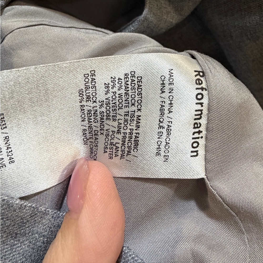 Reformation Strapless Wool Blend Gray Bustier Top size Medium - Picture 7 of 7